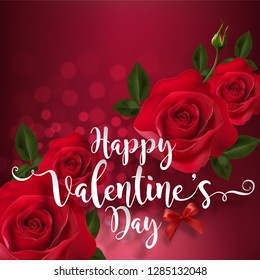 Valentine's day greeting card templates with realistic of beautiful red rose on background color. Vector Eps.10 - Vector