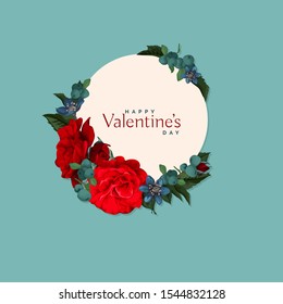 Valentine's day greeting card templates with realistic of beautiful rose.