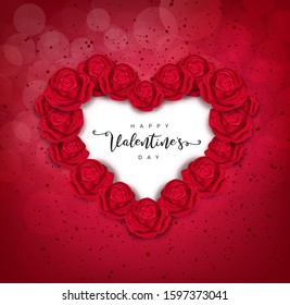 Valentine's Day greeting card templates. Red roses isolated on red background