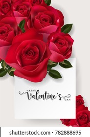 Valentine's day greeting card templates with realistic of beautiful rose and heart on background color. Vector Eps.10