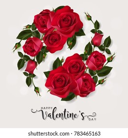 Valentine's day greeting card templates with realistic of beautiful rose - Yin Yang concept on background color. Vector Eps.10