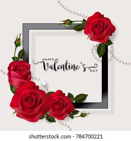 Valentine's day greeting card templates with realistic of beautiful rose on background color. Vector Eps.10