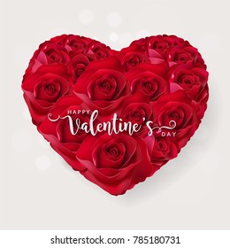 Valentine's day greeting card templates with realistic of beautiful rose on background color. Vector Eps.10