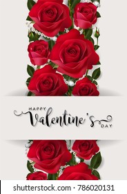 Valentine's day greeting card templates with realistic of beautiful rose on background color. Vector Eps.10