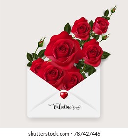 Valentine's day greeting card templates with realistic of beautiful rose on background color. Vector Eps.10