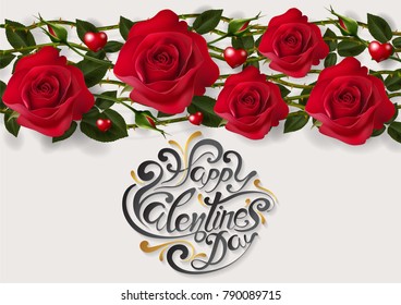 Valentine's day greeting card templates with realistic of beautiful red rose on background color. Vector Eps.10