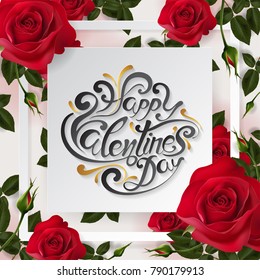 Valentine's day greeting card templates with realistic of beautiful red rose on background color. Vector Eps.10