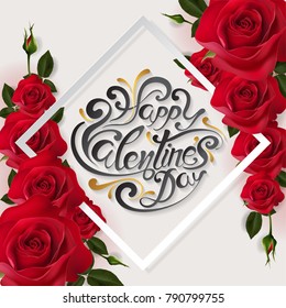 Valentine's day greeting card templates with realistic of beautiful red rose on background color. Vector Eps.10