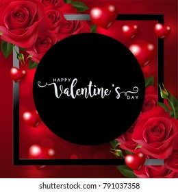 Valentine's day greeting card templates with realistic of beautiful red rose on background color. Vector Eps.10