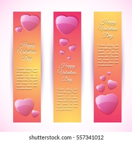 Valentines Day greeting card with text and polygonal geometric red heart on blue background isolated vector illustration