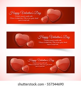 Valentines Day greeting card with text and polygonal geometric red heart on blue background isolated vector illustration