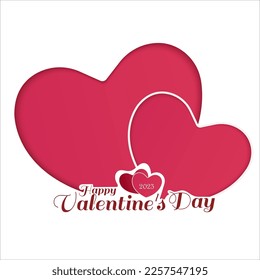 Valentine's day greeting card with two hearts on white background. Vector illustration.