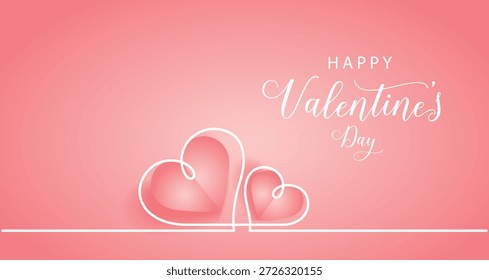 Um cartão comemorativo do Dia dos Namorados com dois corações brancos entrelaçados em um fundo rosa com texto Feliz Dia dos Namorados