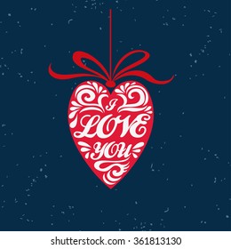 Valentine's day greeting card with typography heart.