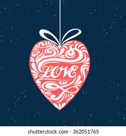 Valentine's day greeting card with typography heart. Love