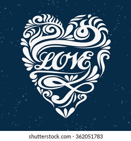 Valentine's day greeting card with typography heart. Love