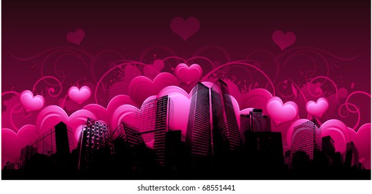 Valentine's day greeting card with urban design