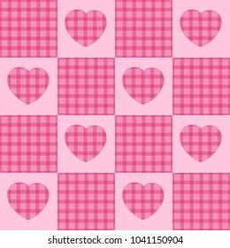 Valentine's Day greeting card. Vector fashion illustration. Background. Plaid Pattern