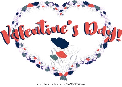 Valentine's Day greeting card. Vector illutration.