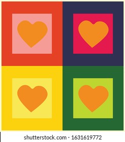  Valentine's Day greeting card. Vector fashion illustration. Background. Baby Shower Card Design Vector Art - Hearts