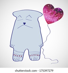 Valentines day greeting card. Vector illustration.