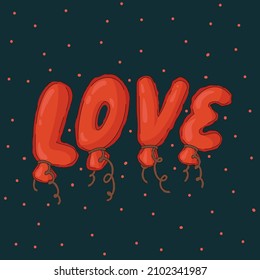 Tarjeta de bienvenida de San Valentín. Globos de letras vectoriales. Ilustración romántica para los seres queridos. Ilustración del vector