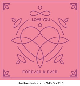 Valentine's day greeting card. Vector illustration.