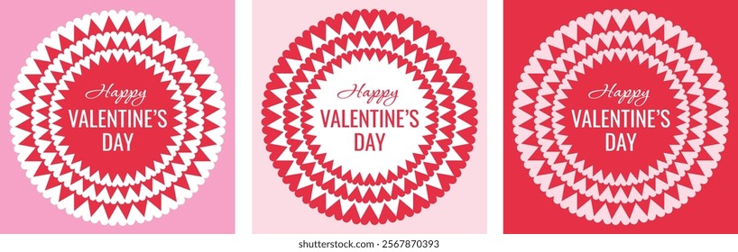 Valentine's Day greeting cards. Valentine's frames with hearts. Vector illustration.