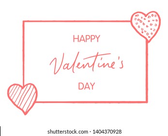 Valentine's day greeting cards with hand written greeting lettering and decorative  illustration background. Valentine's day flyer. Vector illustration.