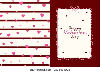 Valentine's Day greeting cards. heart pattern background, love lettering. Vector illustration