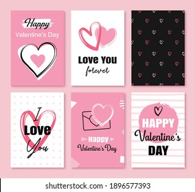 Valentine's day greeting cards with hearts and symbol decoration for invitation, flyer, posters, tag, banner.