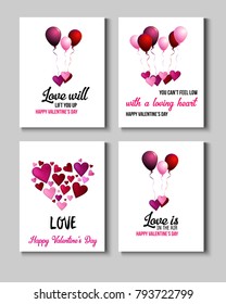 Valentines Day Greeting Cards, Love Holiday Sale Banner Ads Vector Set. Romantic Background, Big Love Celebration. Valentines Day Greeting Cards, Ads Retro Decoration Sale Banner with Lettering.