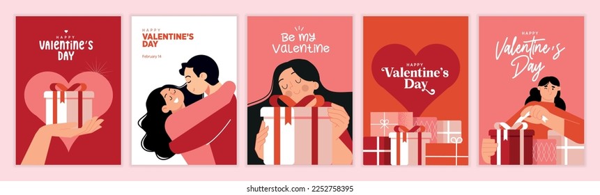 Valentines day greeting cards set. Vector illustration concepts for background, greeting card, website and mobile website banner, social media banner, marketing material.