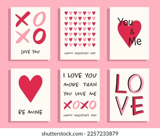 Valentine's Day greeting cards set.	