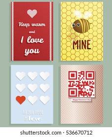 Valentines day greeting cards vector set