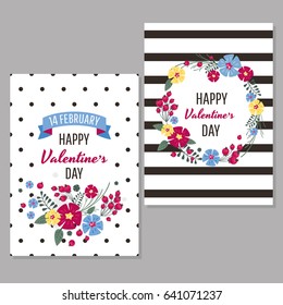 Valentine's day greeting cards vector illustration
