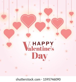 Valentines day greeting card.Vector background design with pink hearts and star.