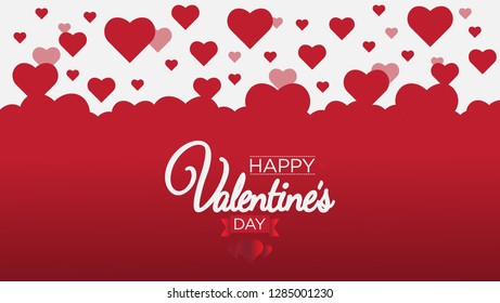 Valentine's Day greeting with Composition Heart Shapes Background.