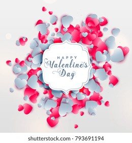 valentine's day greeting design with scattered hearts
