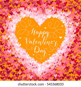 Valentines Day greeting in frame of red hearts