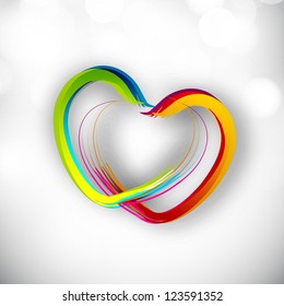 Valentines Day greeting, gift or love cards with colorful heart shapes on grey background. EPS 10.