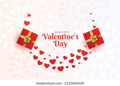 valentines day greeting with hearts and gift boxes