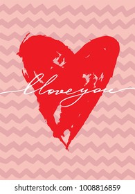 Valentines day greeting i love you handwritten text lettering vector