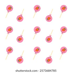 Valentine's day Greeting posters. Cute Pastel Candy sweet desserts Seamless pattern with different types on White Background. Sweets and candies icon vector set. Candies, lollipop, sugar wrapper
