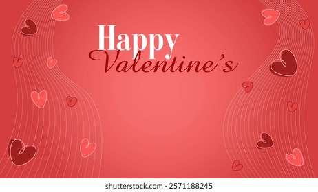 Valentine's day Greeting posters in flat red and pink paper hearts background. Cute simple and love sale banners or greeting cards templates and social media post. Eps 15