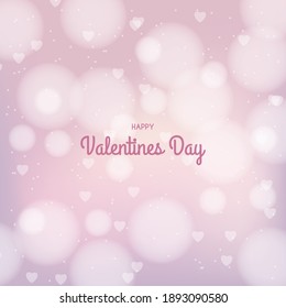 Valentines Day greeting purple bokeh background. Vector illustration