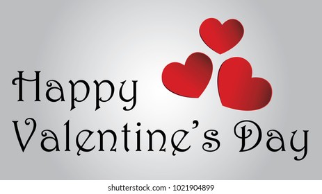 Valentine's Day Greeting With Red Hearts on Grey Gradient Background