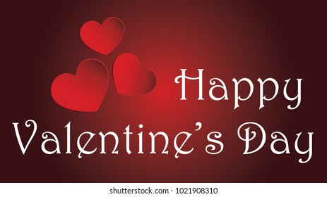 Valentine's Day Greeting With Red Hearts on Red Gradient Background