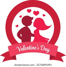 valentine's day greeting with romantic couple vector art illustration