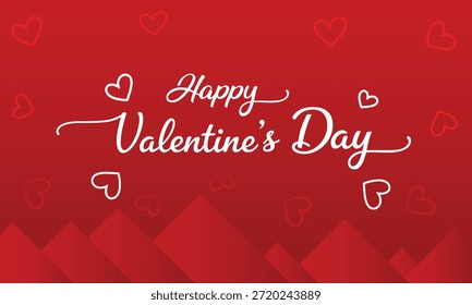 Saludo del día de San Valentín con acentos rojos simples de la línea del corazón, fondo romántico mínimo